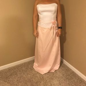 Peach two piece formal dress